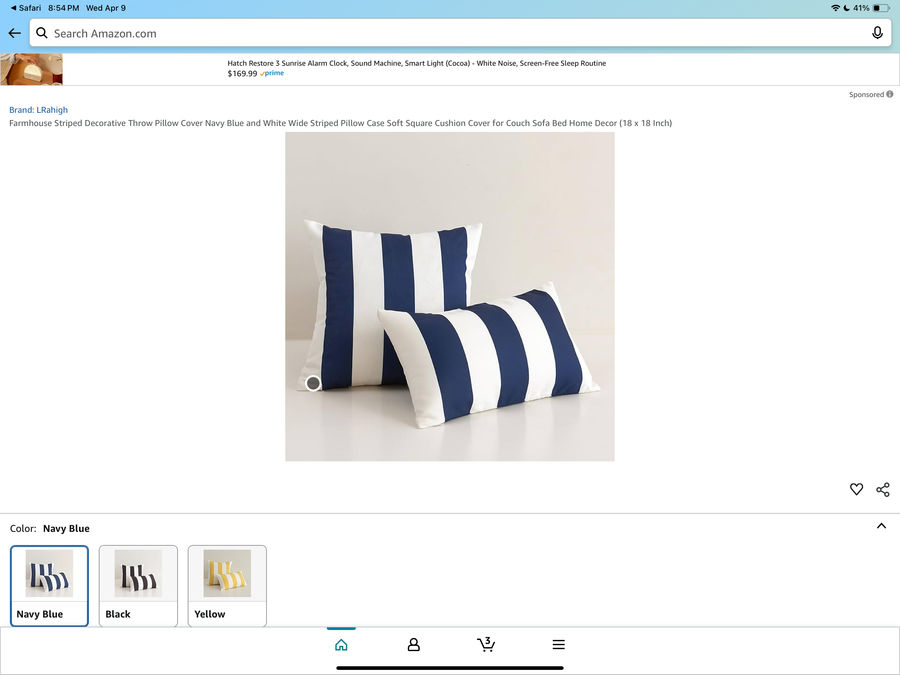 Farmhouse Striped Decorative Throw Pillow Cover Navy Blue and White Wide Striped Pillow Case Soft Square Cushion Cover for Couch Sofa Bed Home Decor (18 x 18 Inch) added by Teila Brown