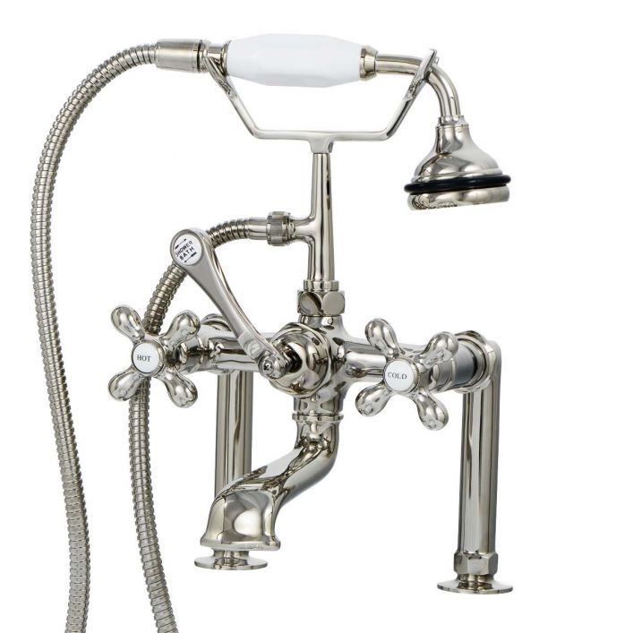 Vintage Clawfoot Tub Deck Mount English Telephone Faucet With Handshower added by Elle Nicholson