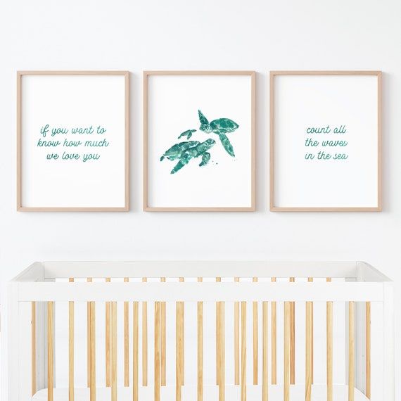 Count All the Waves in the Sea Sea Turtle Watercolor Print Set - Etsy added by Spoak Member
