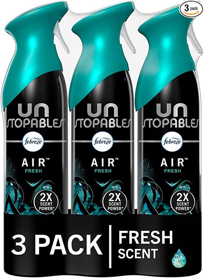 Febreze Unstopables Air Freshener Spray for bathroom, Room Spray Air Freshener, Air Refresher, Bathroom Air Freshener, Fresh Scent, Odor Fighter for Strong Odor, 8.8 Oz (Pack of 3) added by Piper Stromatt