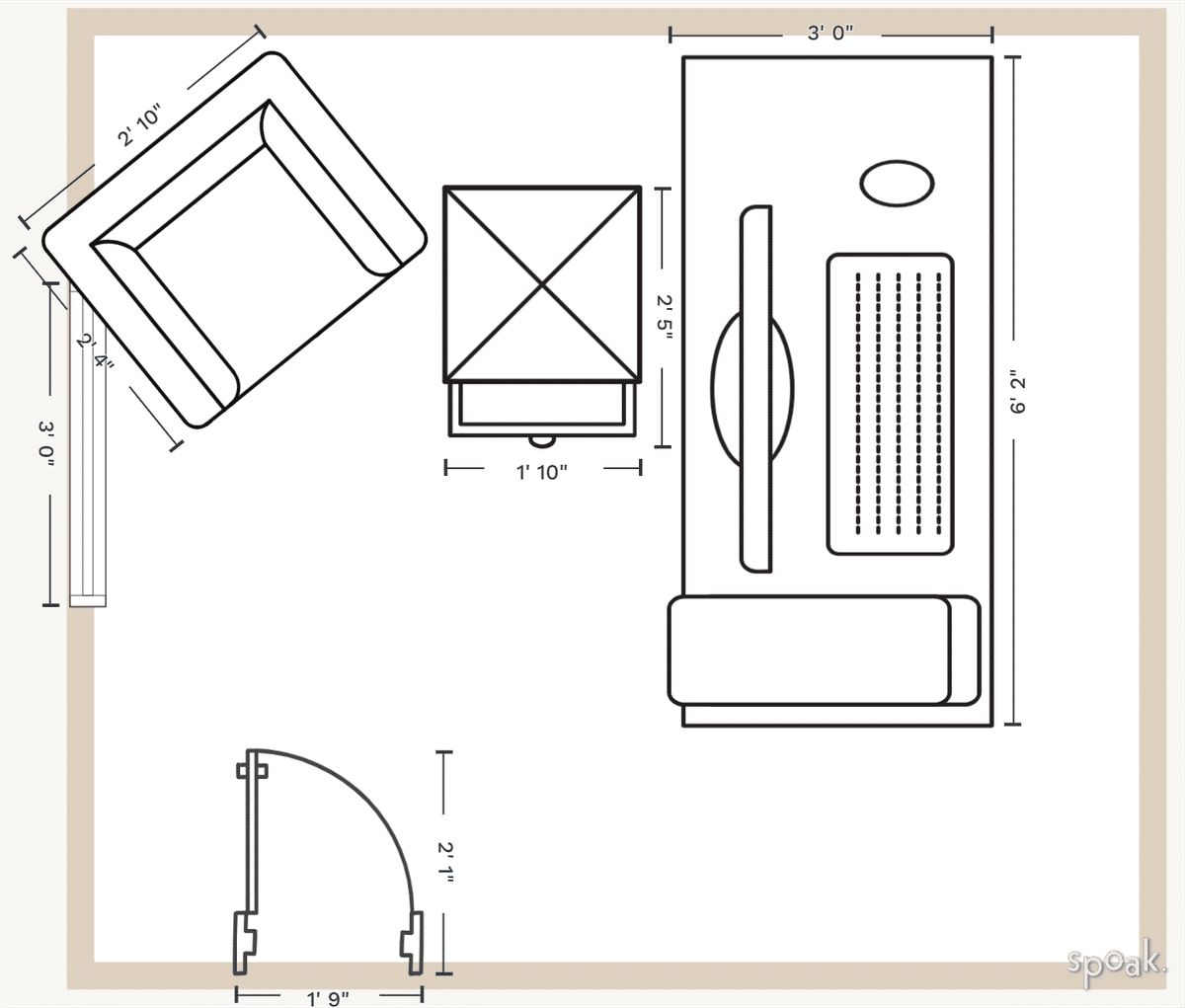 Small Bedroom Floor Plan designed by Oliver Eckert