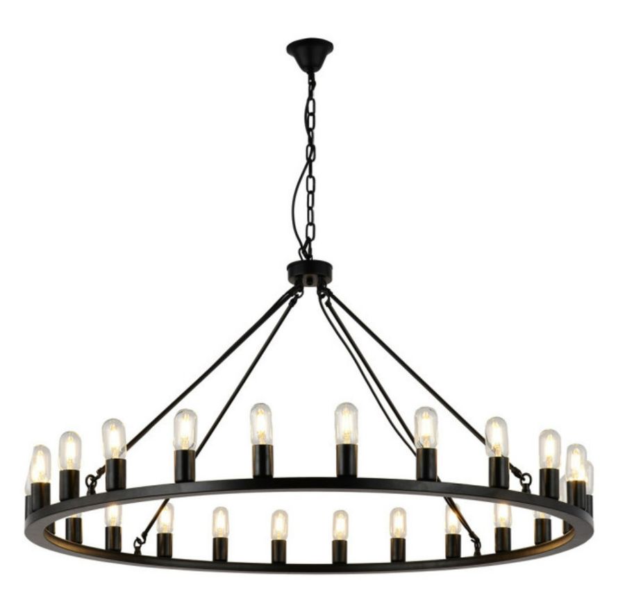 24-Light Candle Wagon Wheel Chandelier Farmhouse Black Pendant Lights - Industrial - Chandeliers - by YZZY LLC | Houzz added by Taylor Grysiewicz