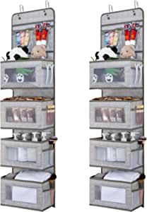 JARLINK 2 Pack 5-Shelf Over Door Hanging Organizer, Wall Mount Storage for Bedroom, Clear Window and PVC Pocket for Storage Cosmetics, Stationery, Sundries, Silk Printing (Silver) added by Melanie Brannon