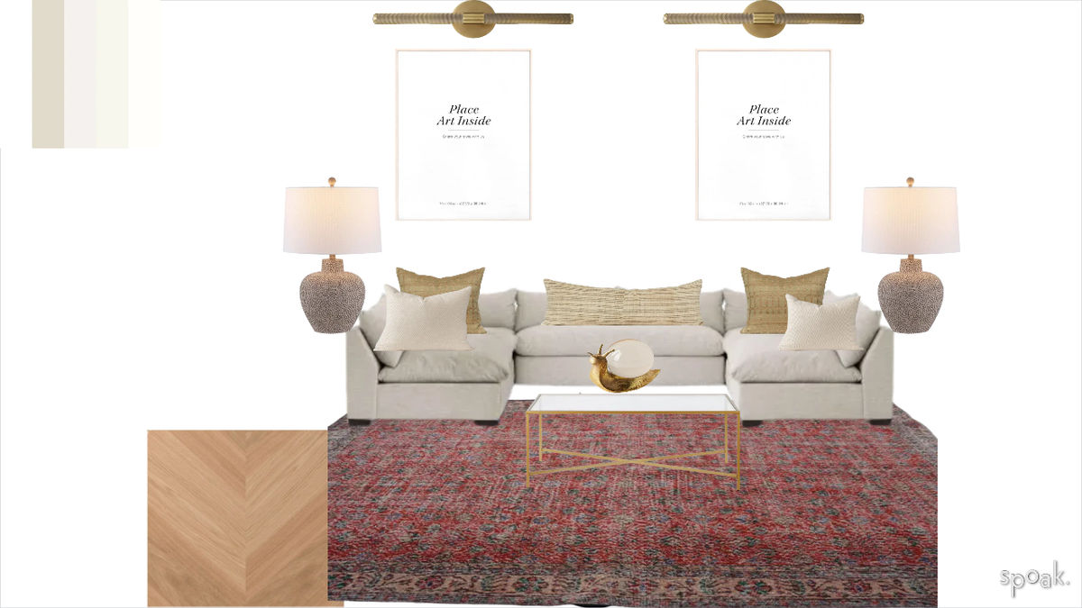 Red Kitchen + Living Room Inspo designed by Sarah Al