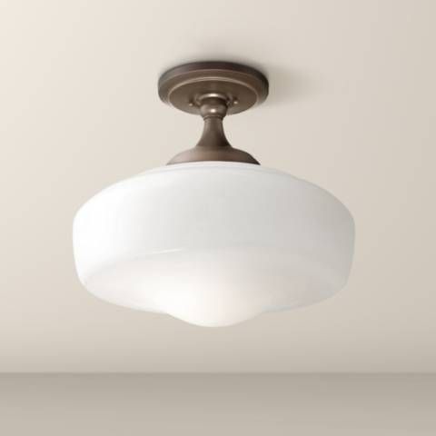 Schoolhouse Style 17 1/4" Wide Brushed Bronze Ceiling Light - #2W990 | Lamps Plus added by Sandy Schargel Interiors
