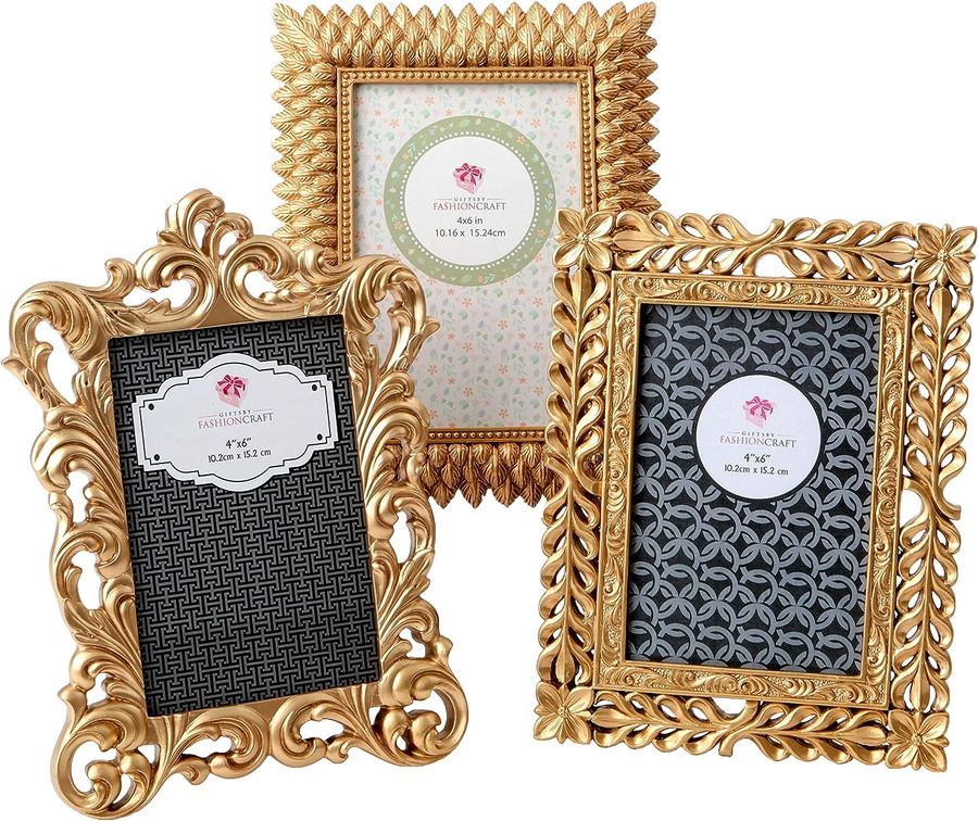 Gold Vintage Baroque Ornate Antique Picture Frames ~ Set of 3 Frames for 4 x 6 inch photos added by Cole Pitts