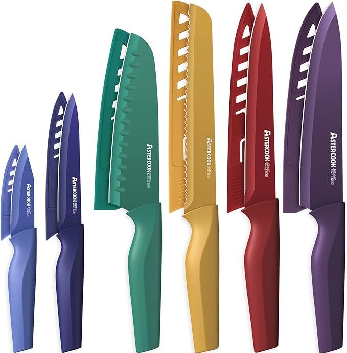 Astercook Knife Set, 12 Pcs Color-Coded Kitchen Knives Set, 6 Color Anti-Rust Coating Stainless Steel Chef Knife Sets with 6 Blade Guards Dishwasher Safe added by Jesse Coleman