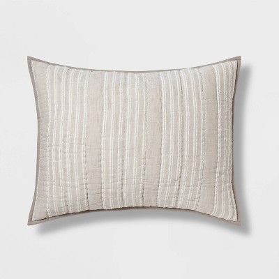 Gray Stitched Stripe Sham (Standard) - Threshold™ added by Emily Perdue