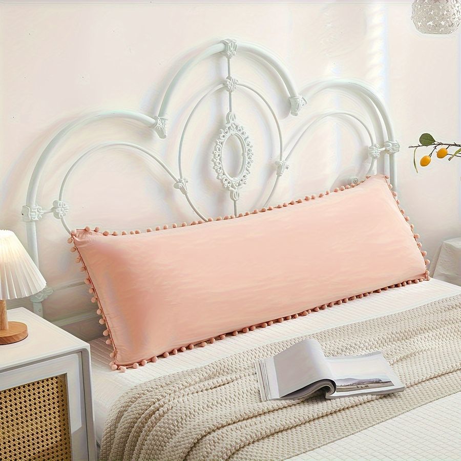 Solid Color Long Pillowcase With Pompom Soft Breathable - Temu added by Shannon Jernigan
