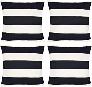4 Pack Waterproof Pillow Covers Outdoor Throw Pillowcases Decorative Garden Cushion Case for Home Garden Patio Couch Balcony Striped 18 x18 inch (Black & White) added by Lauren Houston