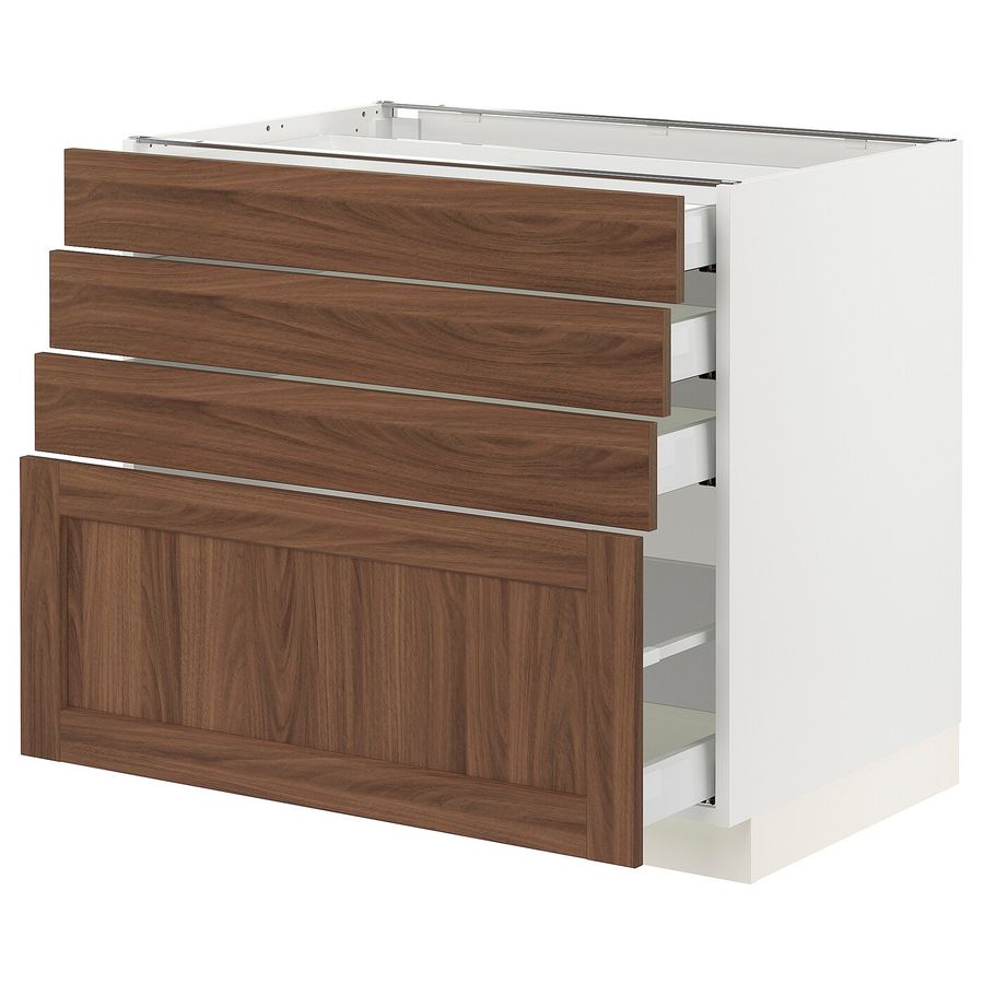 SEKTION / MAXIMERA Base cabinet with 4 drawers, white Enköping/brown walnut effect, 36x24x30" - IKEA added by Jana Lesh
