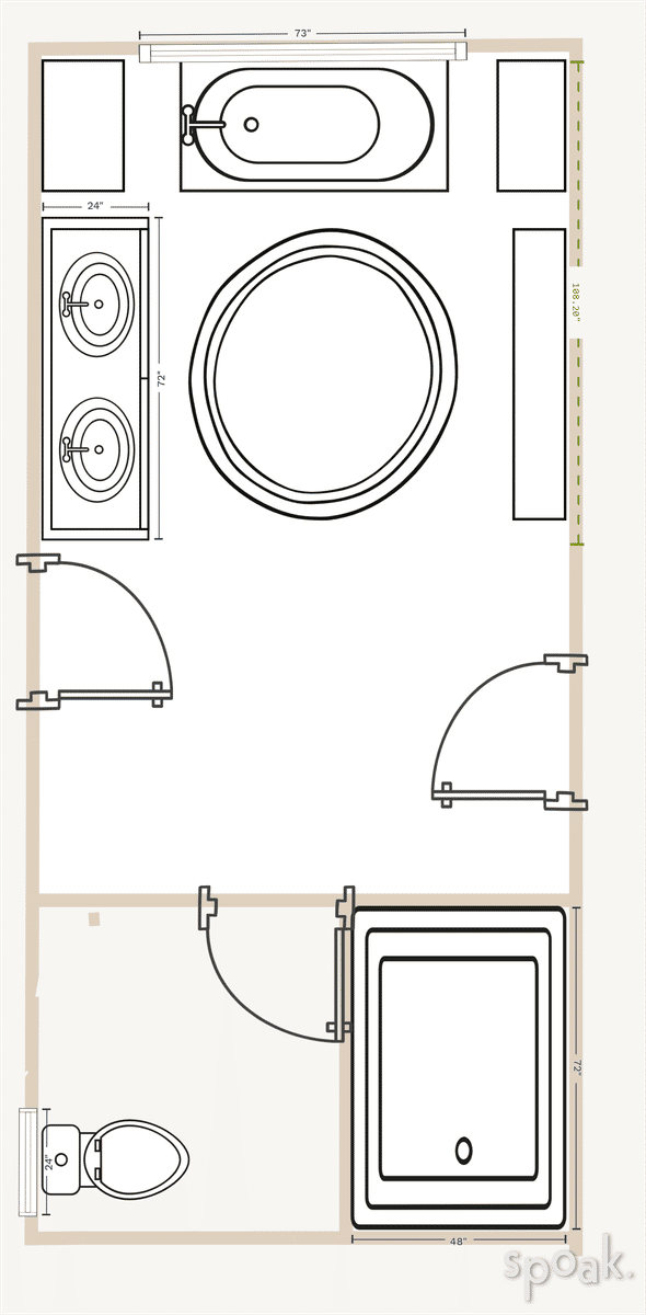 Half Bathroom Layout designed by Brigid Steiner