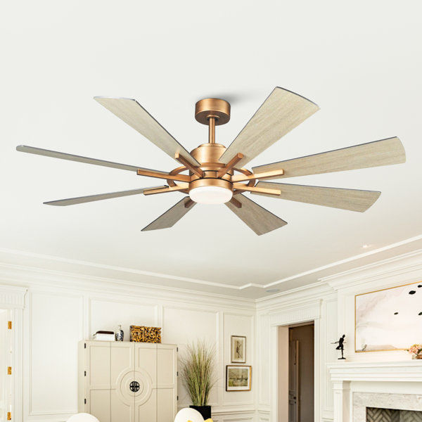 Trosclair 60'' 8- Blade Reversible DC Ceiling Fan with LED Lights and Remote Control added by Krystyna Boleslawski