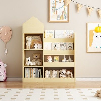 LOVMOR Wooden Kids Bookshelf, 4 Tier Toddler Book Rack Toy Storage Organizer, Montessori Bookcase for Kids Rooms, Bedroom, Playroom, Nursery, Wood added by Brittany Vink