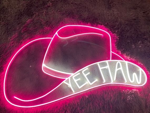 Cowboy Hat Neon Sign  Cowboy Straw Hat Neon Sign  Cowboy Hat - Etsy added by Lauren Houston
