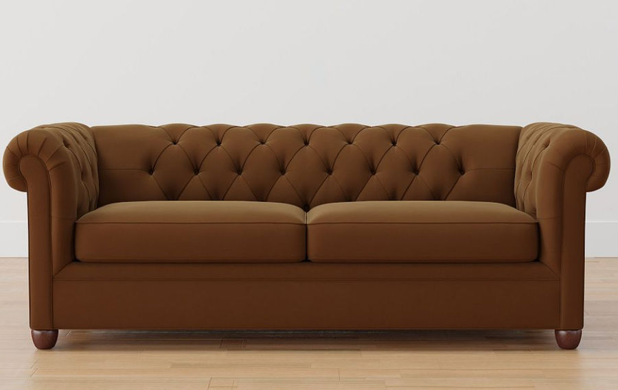 Chesterfield Roll Arm Sleeper Sofa (89"): Mocha, Faux Mohair Velvet added by Morgan Hatch