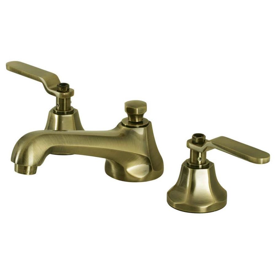 Kingston Brass Whitaker 8 in. Widespread 2-Handle Bathroom Faucet in Antique Brass HKS4463KL - The Home Depot added by Britnee Marks