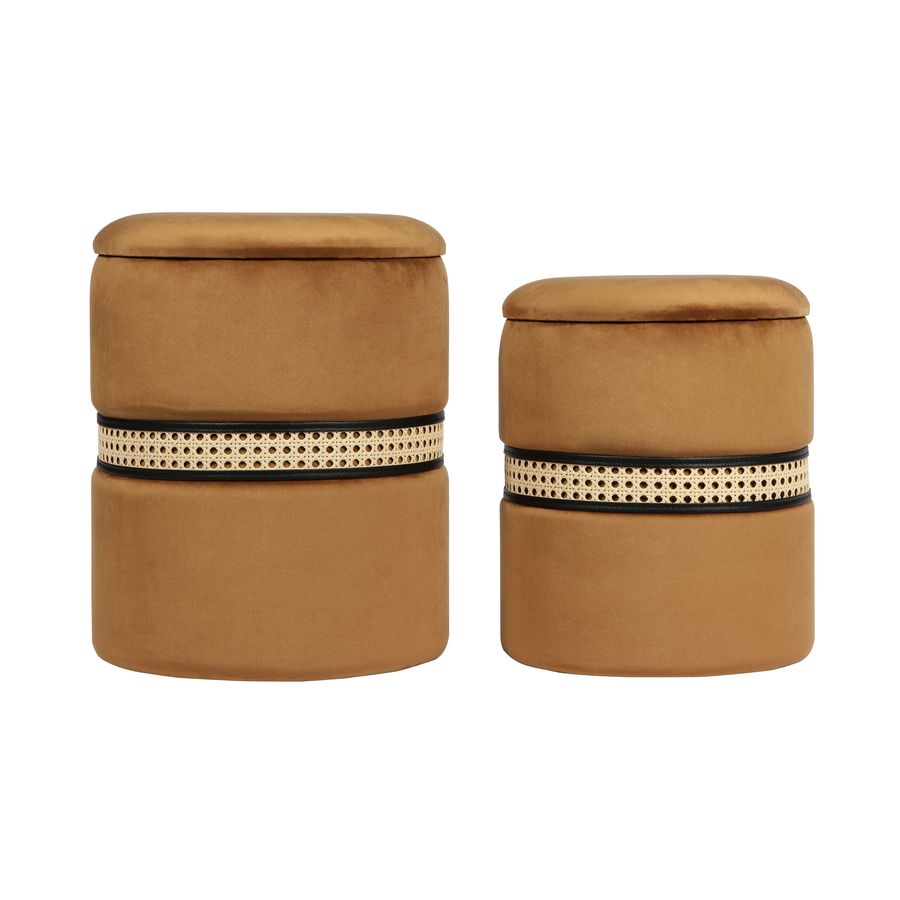 Alani Cognac Velvet Nesting Ottomans - Set Of 2 - TOV Furniture added by Spoak Member