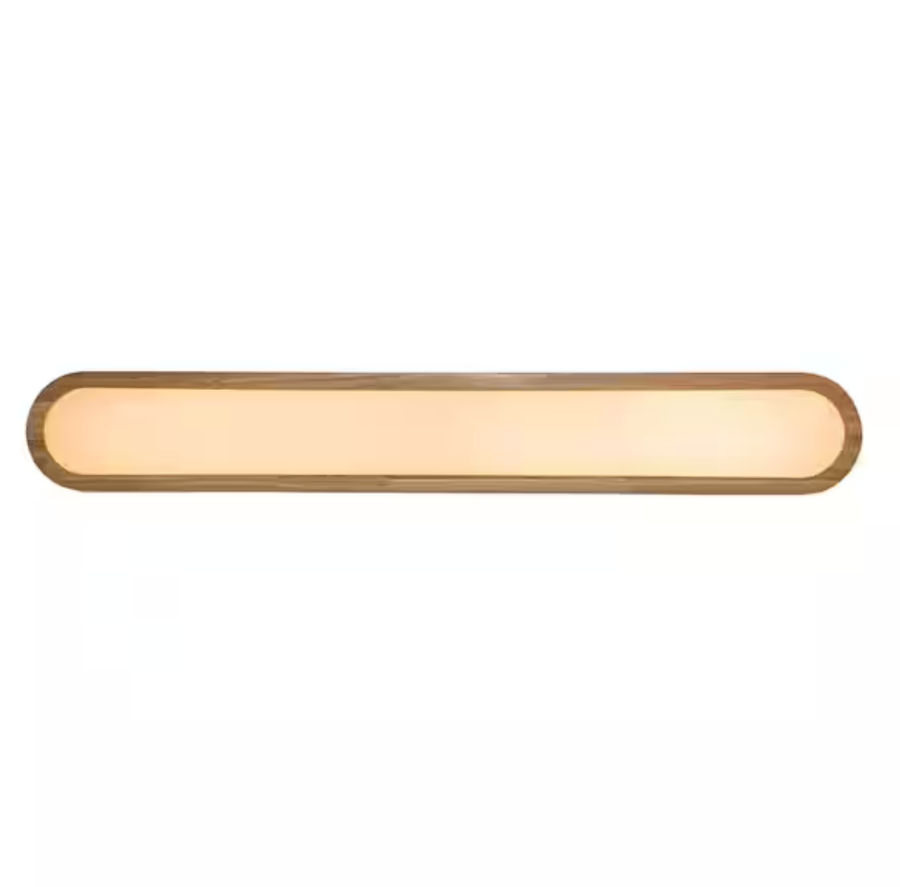 HUOKU Lumin 37.4 in. x 5.5 in. Long Linear Wood Integrated LED Flush Mount Rectangular Light Fixture 3000K Kitchen Low Profile PD1055021 - The Home Depot added by Samantha Grifone