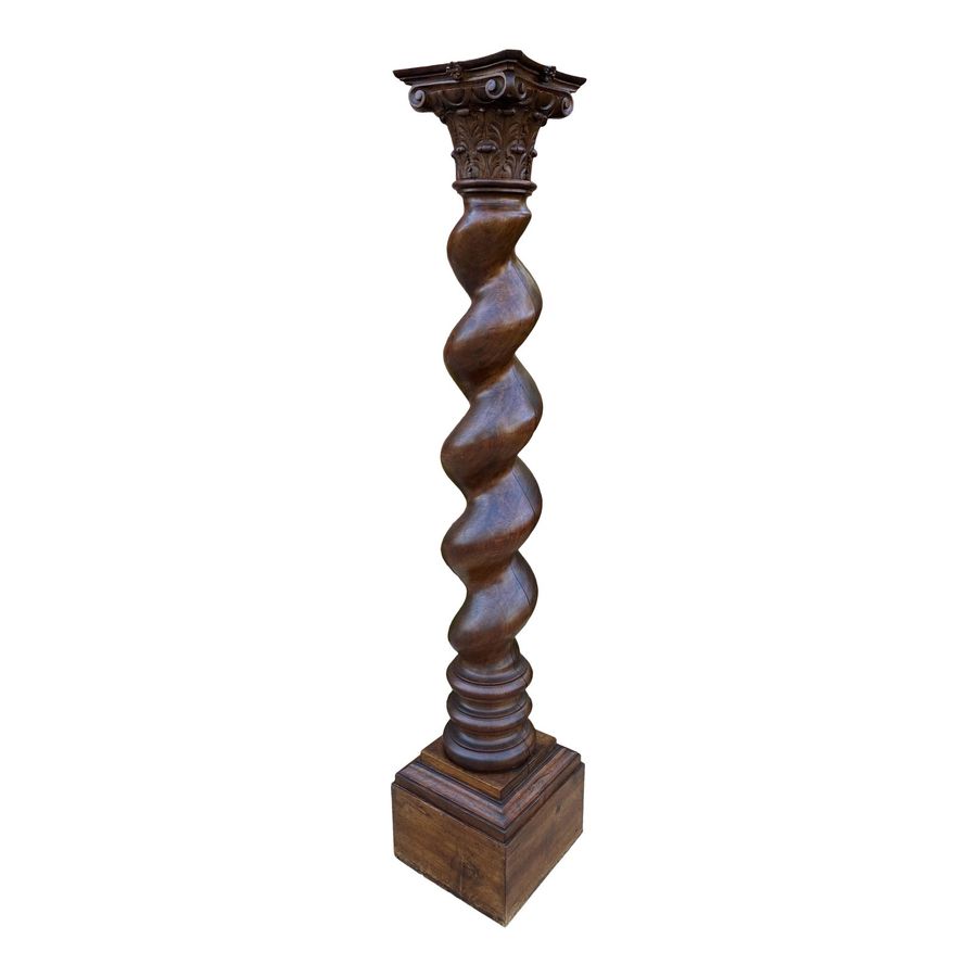 Antique Late 19th Century Walnut Barley Twist Pedestal Plant Stand added by Paulina Canini