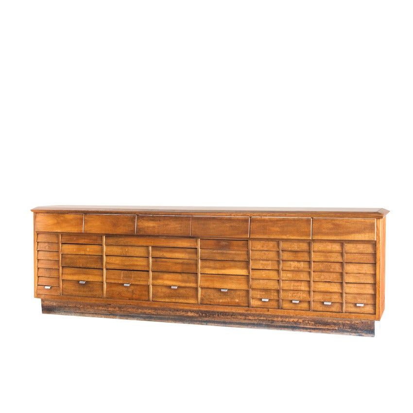 Large Shop Display Counter with 54 Drawers, Spain, 1950s added by betsy hawkins