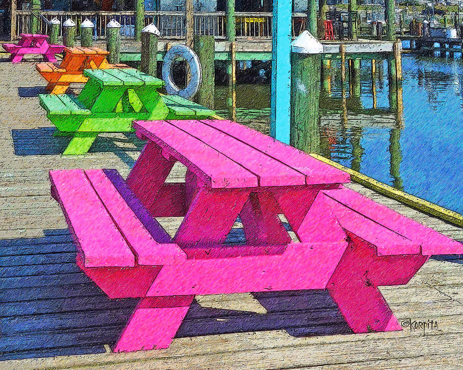 Colorful Picnic Tables Pass Christian MS Marina by Rebecca Korpita added by Ashley Genard