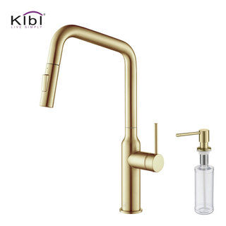 Macon Single Handle Pull Down Kitchen Faucet, W/ Soap Dispenser - Contemporary - Kitchen Faucets - by Kibi USA | Houzz added by Ruthann R