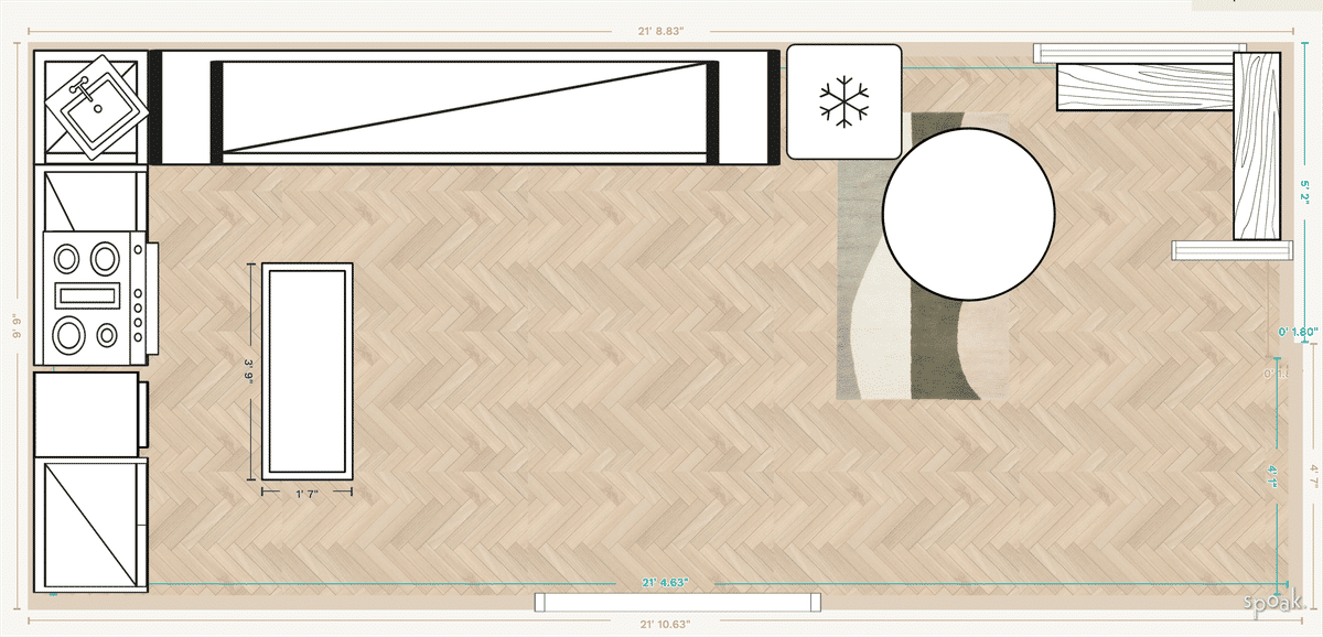 L-Shaped Kitchen Plan designed by Darian Armstrong