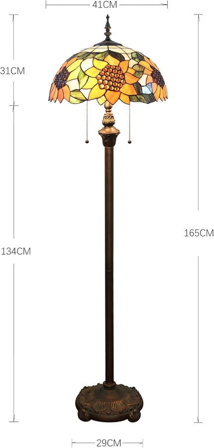 Tiffany Floor Lamp Yellow Stained Glass Sunflower Standing Reading Light 16X16X64 Inches Antique Pole Corner Lamp Decor Bedroom Living Room Home added by KATHERINE ECK