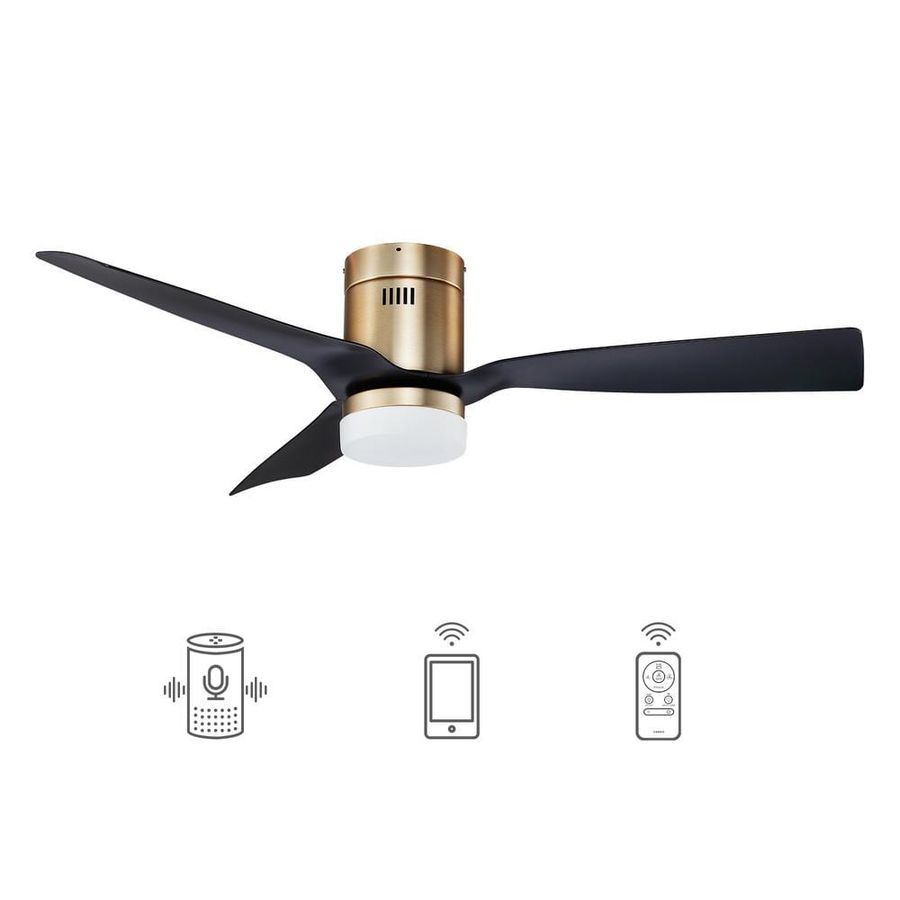 CARRO Striver 52 in. Indoor Gold Smart Ceiling Fan with Dimmable LED Light and Remote, Works with Alexa and Google Home S523P-L12-G2-1-FM - The Home Depot added by Aly Timmermann