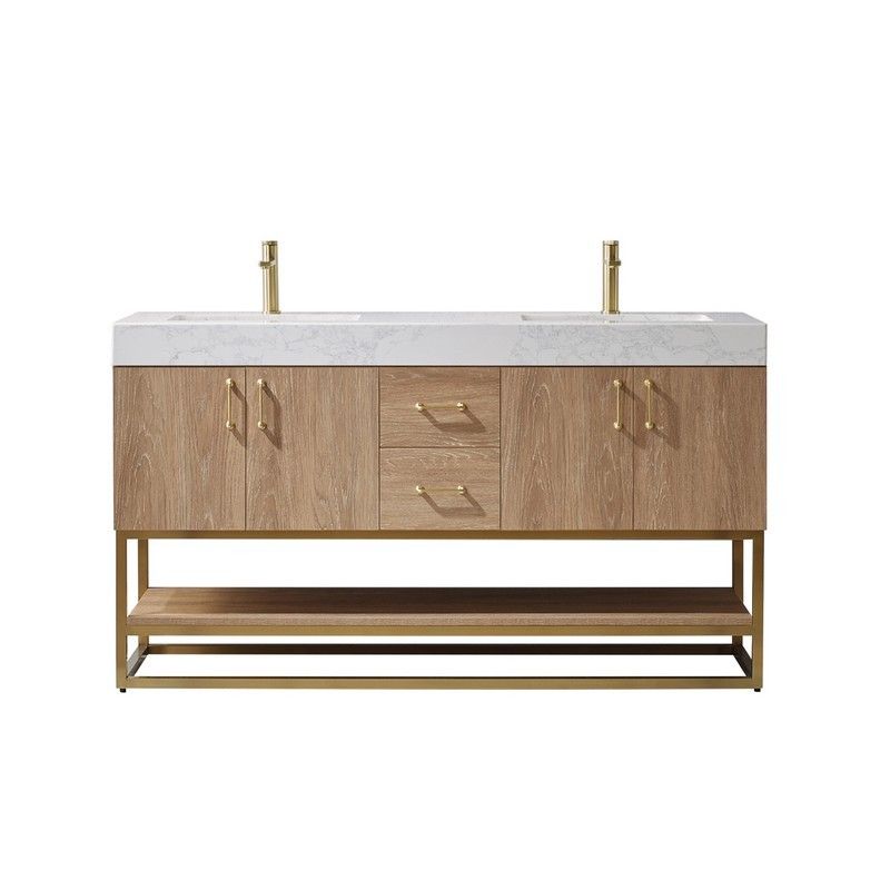 VINNOVA 789060-NO-GW-NM ALISTAIR 60 INCH DOUBLE VANITY IN NORTH AMERICAN OAK WITH WHITE GRAIN STONE COUNTERTOP, NO MIRROR added by Madison Miller