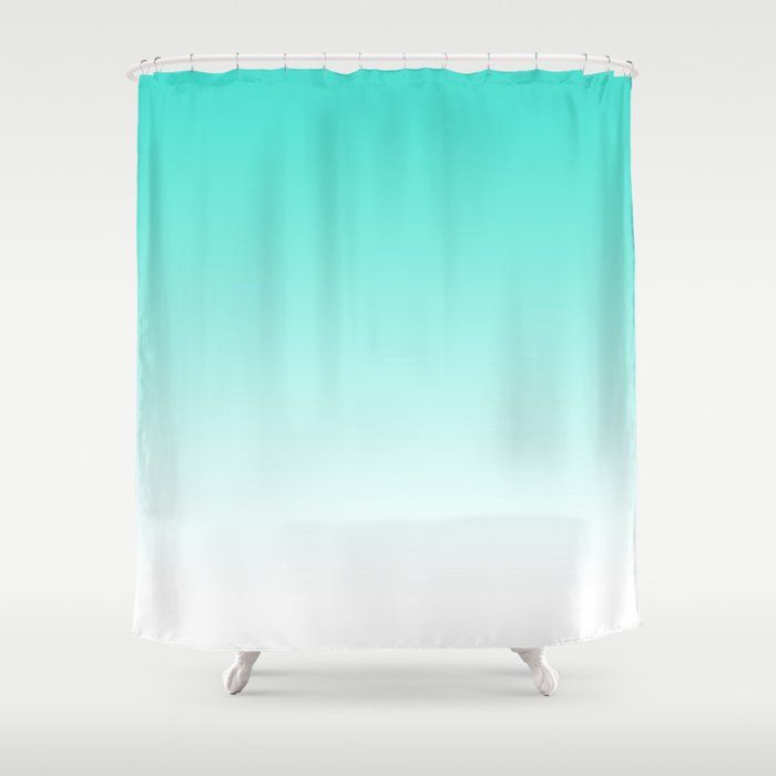 Simple Turquoise Ombre Shower Curtain by annaleeblysse added by Tayo A