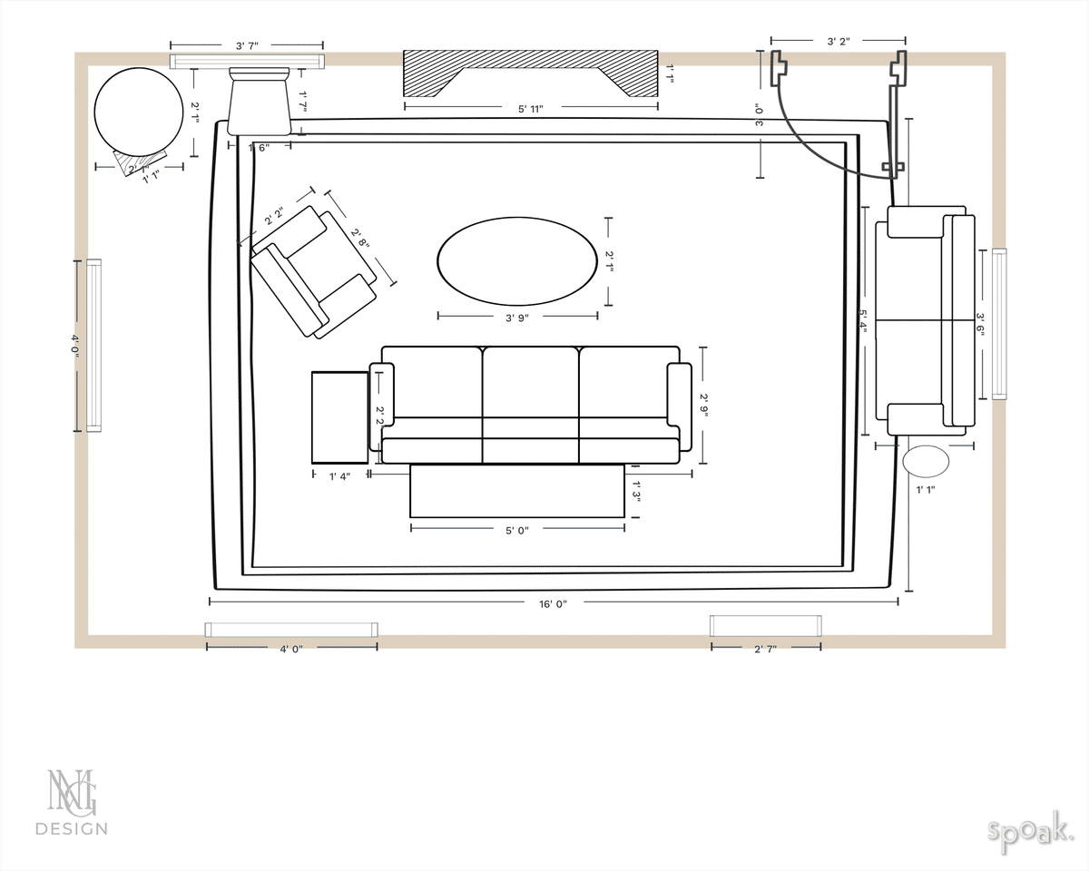 Living + Dining Room Plan designed by Maggie Griesbeck