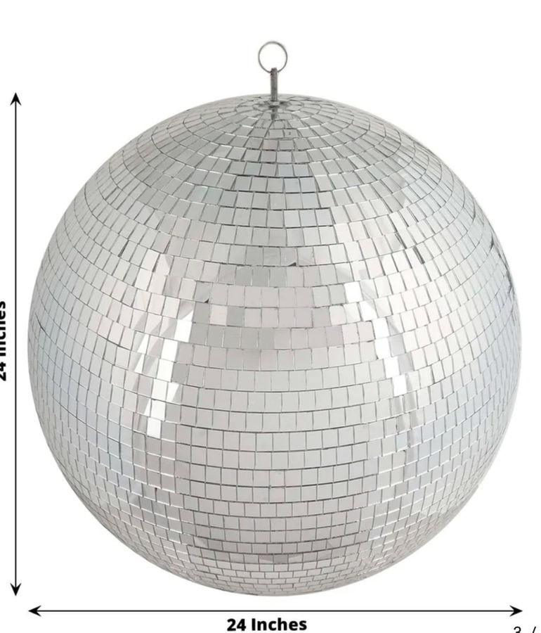 24" Large Silver Foam Disco Mirror Ball With Hanging Swivel Ring, Holiday Party Decor added by Danielle Hayon