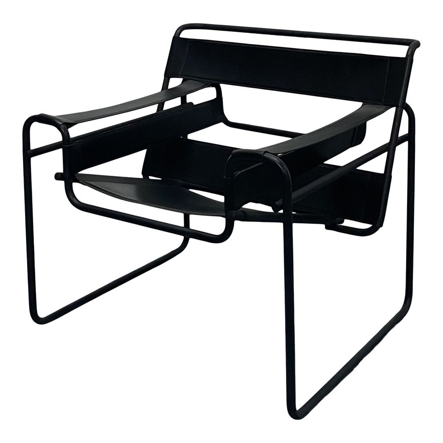 Marcel Breuer Design Style Black Leather and Matte Black Frame "Wassily" Chair added by Lindsay White