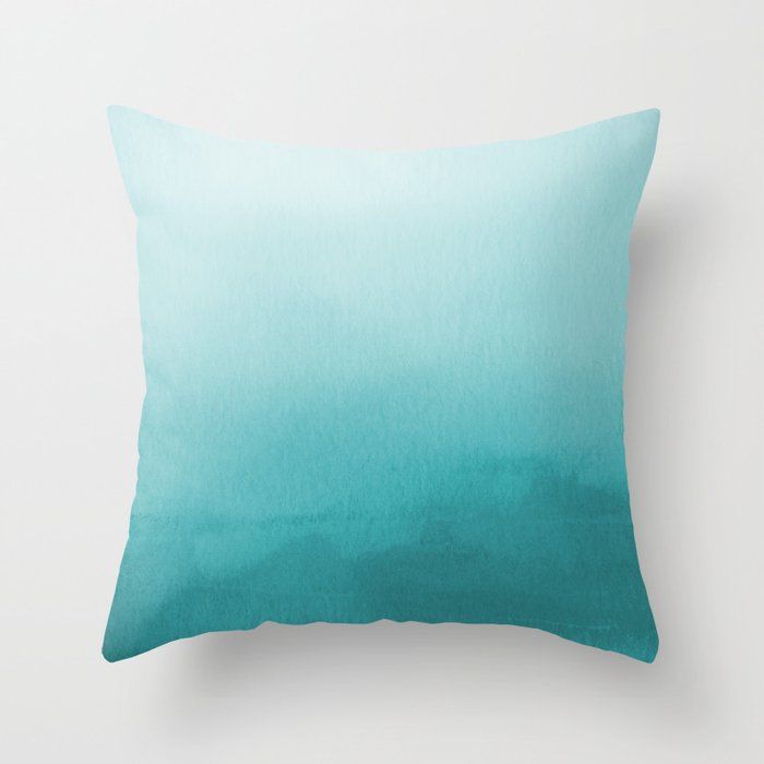 Best Seller Aqua Teal Turquoise Watercolor Ombre Gradient Blend Abstract Art - Aquarium SW 6767 Throw Pillow by Pi Photography Landscape Nature Coastal  added by Ashley Genard