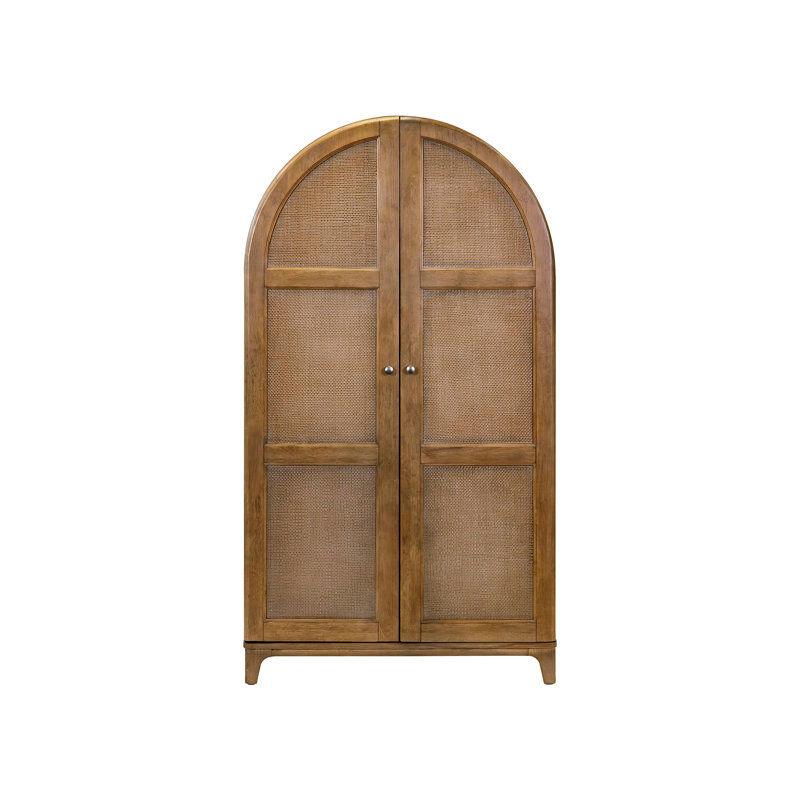 Cearah Coastal Arch shaped Bar Cabinet, Dining Cabinet, Arch Bookcase, Fully Assembled, Brown added by Jamie Stellato