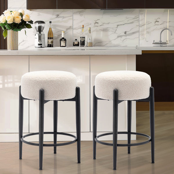 Carie 24'' Sherpa Upholstered Counter Stool added by Zaya Holmes