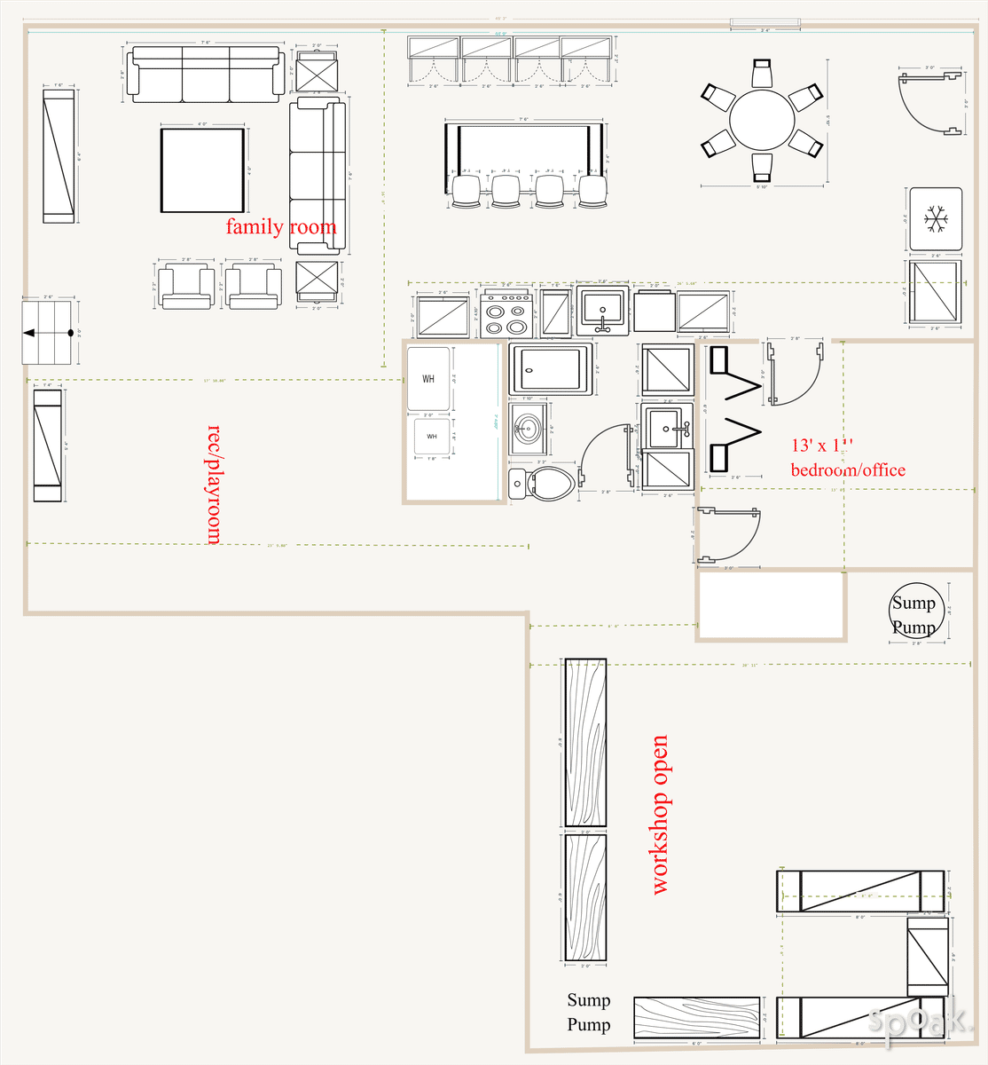 Basement Floor Plan designed by Debbie Luttinen