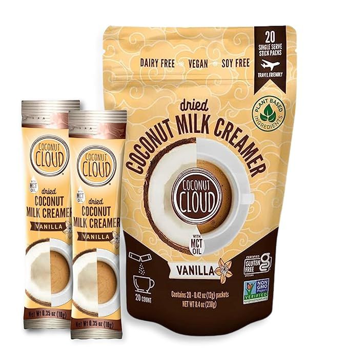 Coconut Cloud: Dairy-Free Coffee Creamer | Minimally Processed, Shelf Stable. Made from Coconut Powdered Milk. | Vegan, Gluten Free, Non-GMO. (Home, Office, Travel), Creamers (Vanilla - 20 Sticks) added by Mackenzie Schieck