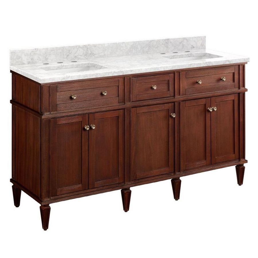 60" Elmdale Double Vanity for Rectangular Undermount Sinks-Antique Brown-Carrara 8"-Wh Sinks added by Brittney Enfinger
