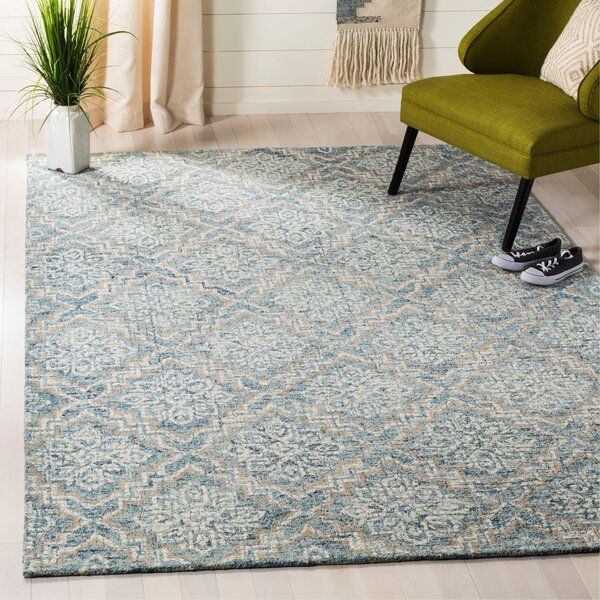 Salerna Handmade Tufted Wool Blue/Gray Rug added by Where The Heart Is Designs