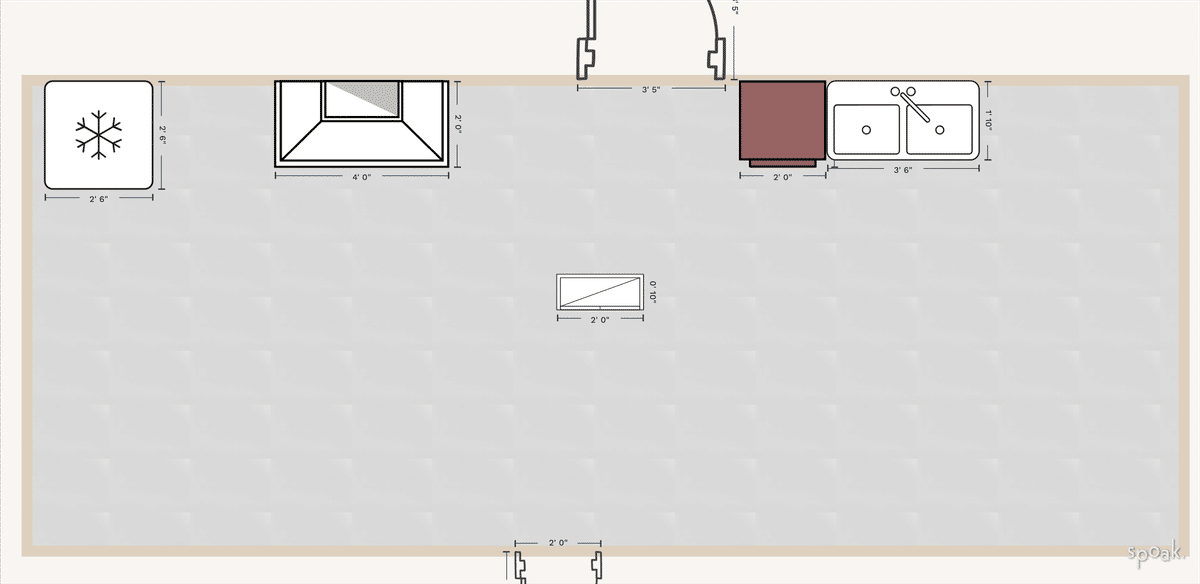 Rectanglar Kitchen Layout designed by Leah Hallahan