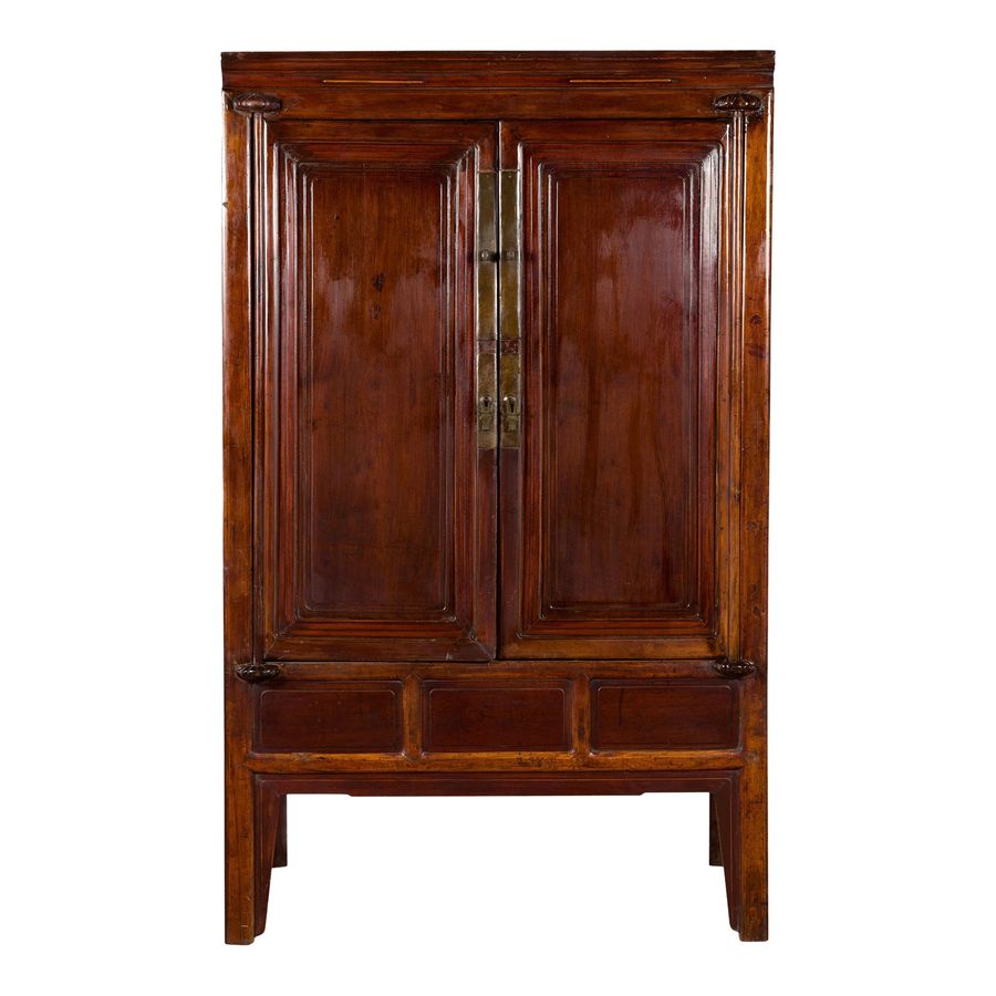 19th Century Chinese Qing Dynasty Ningbo Cypress Cabinet with Brass Hardware added by Samantha Danahy