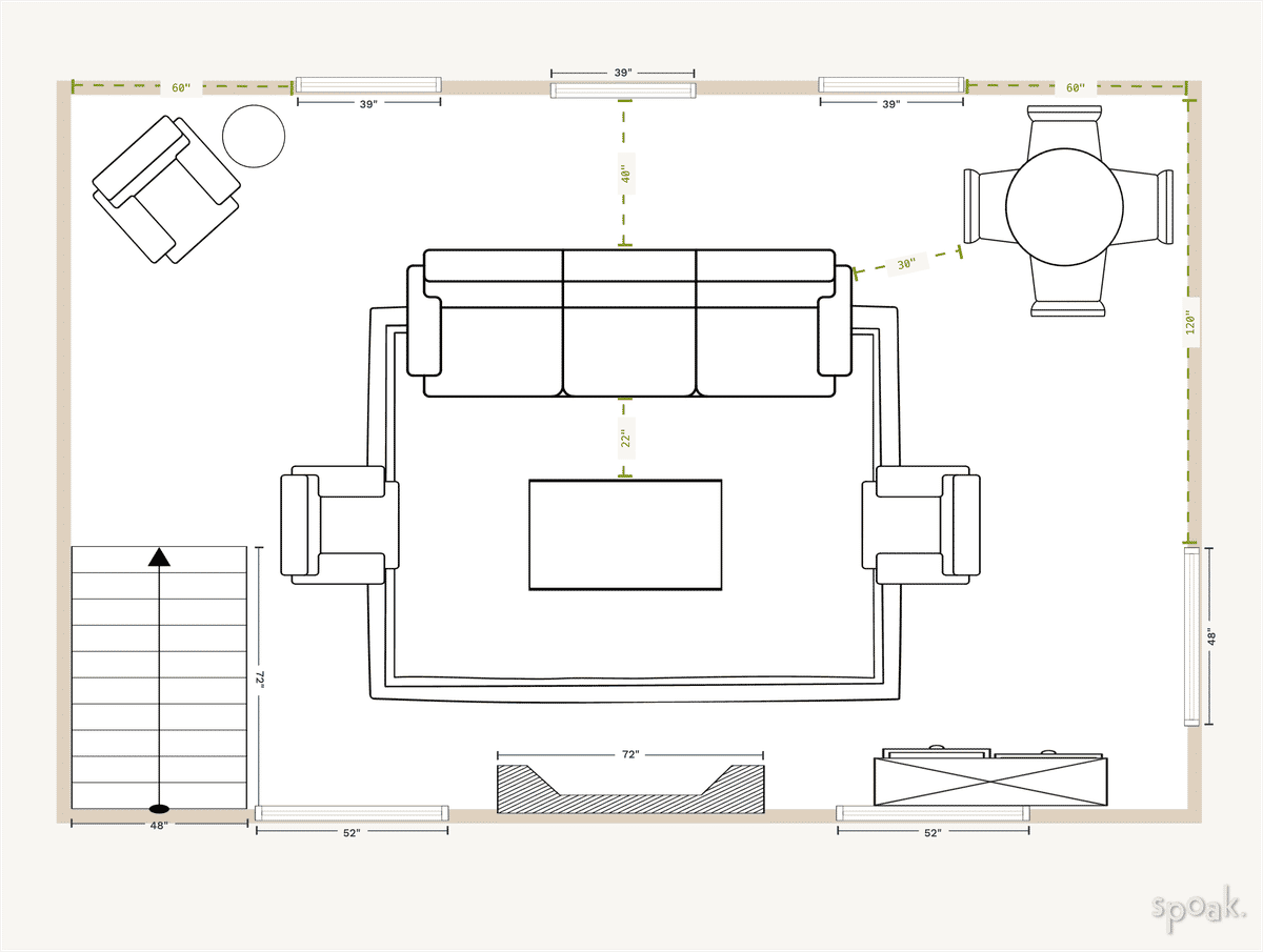Living + Dining Room Plan designed by frieda sitt