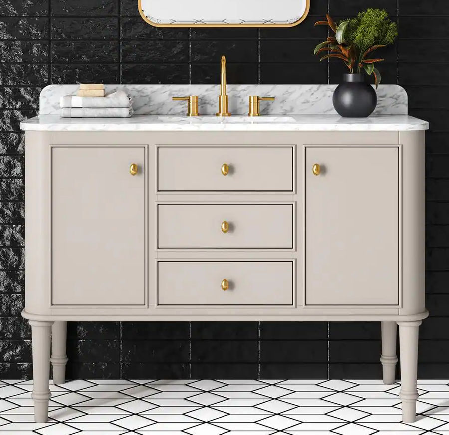 Home Decorators Collection Collette 48 in. Single Sink Greige Bath Vanity with White Carrara Marble Top (Assembled) 23016-VS48-MG added by Julianne Hart