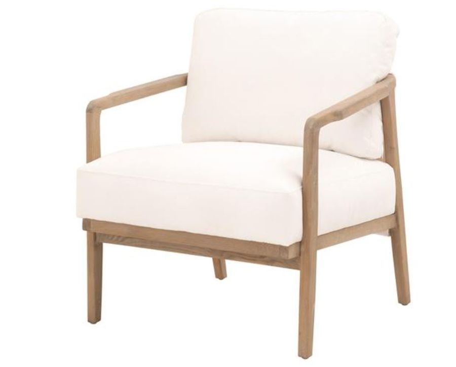 Lewis Modern Classic White Rope Back Performance Cushion Oak Wood Club Chair added by Paisley Zeledon Dabao