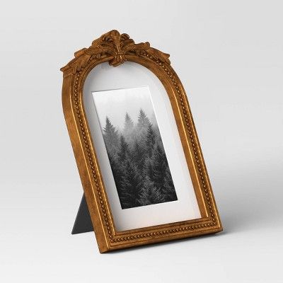5"x7" Matted to 4"x6" Ornate Arch Table Frame Antique Brass - Threshold™ added by Audriana Jenkins