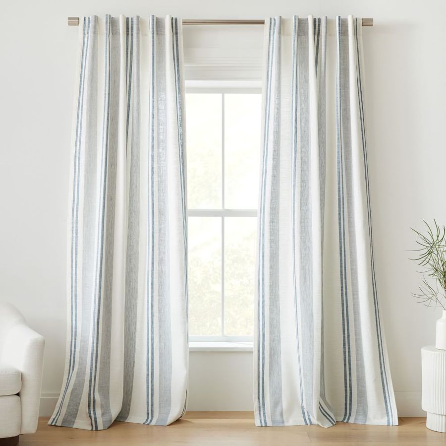 Textured Luxe Stripe Linen Curtain - Arctic Blue added by Spoak Member