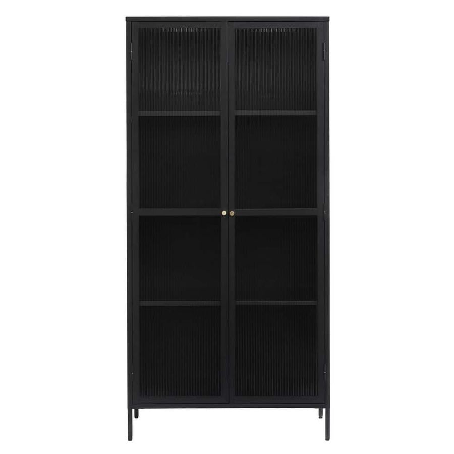 Nyhus Breton 75 in. Black Display Cabinet with Fluted Glass Doors BRCO-4461-BLACK - The Home Depot added by Morgan Van Roekel